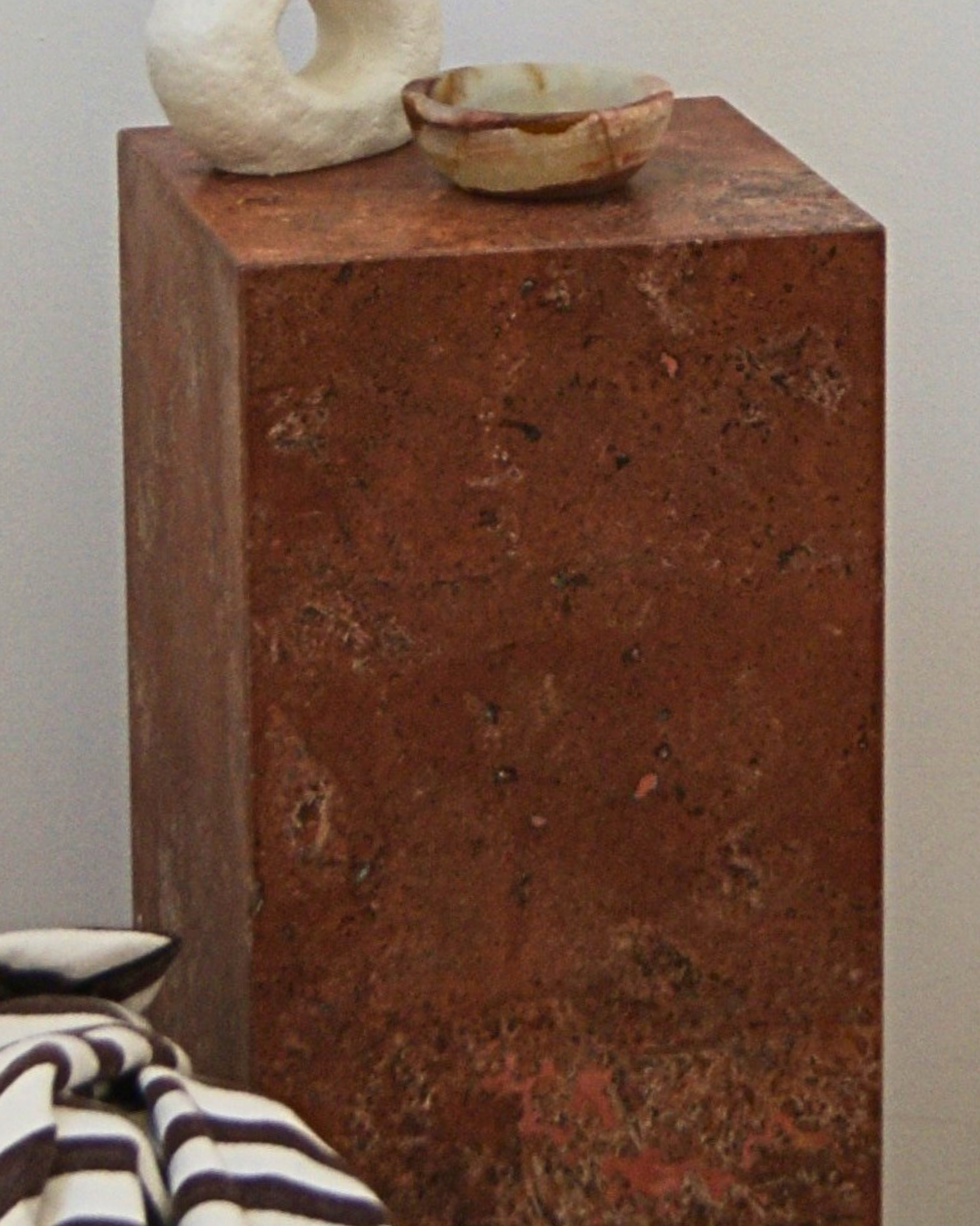 Cubic Pedestal in Red Travertine