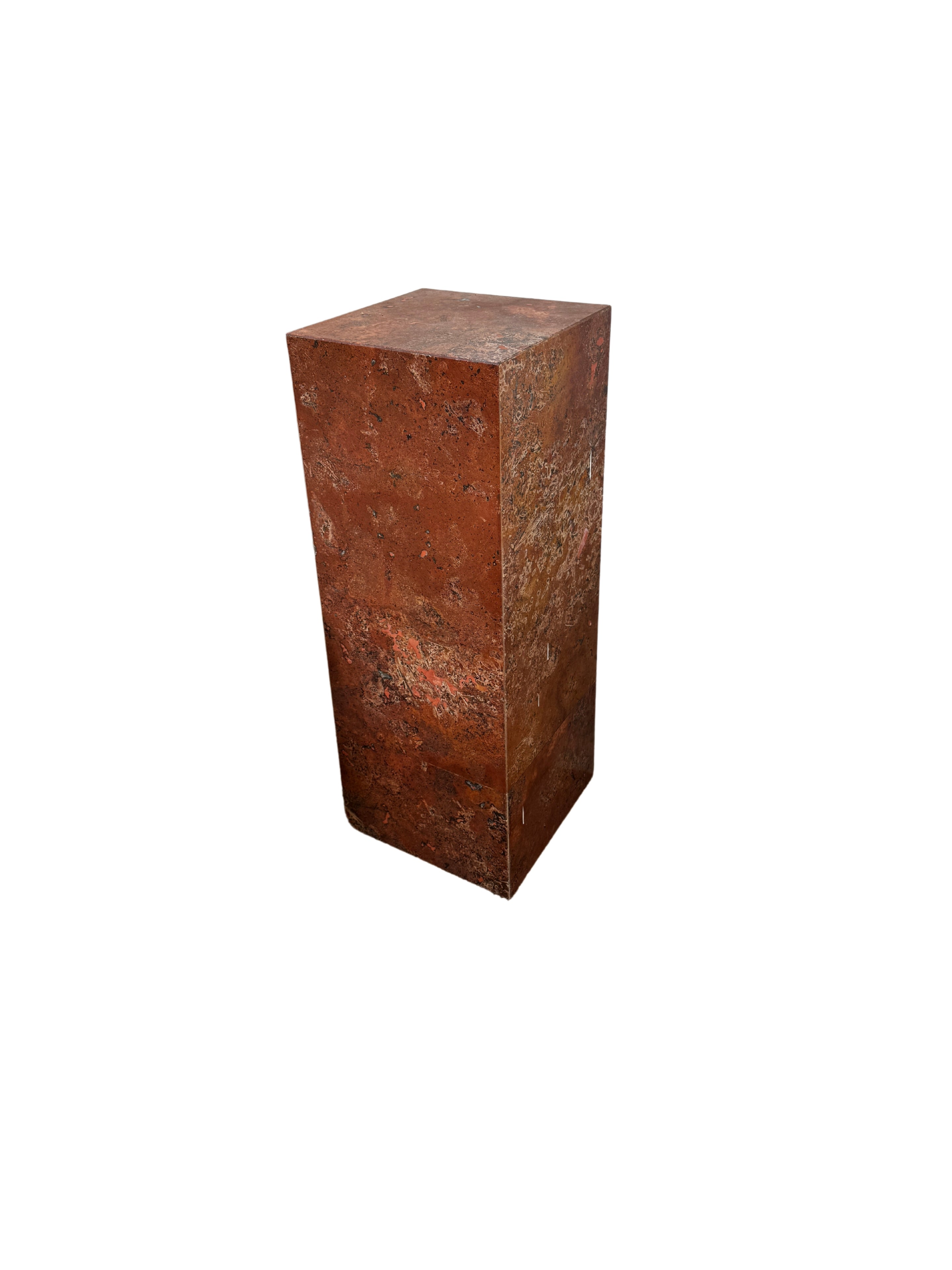 Cubic Pedestal in Red Travertine